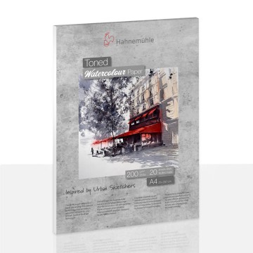 Tonet akvalelpapir, Grey, A4, blok m 20 ark, 200g Tonet akvalelpapir, Grey, A4, blok m 20 ark, 200g